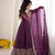 Purple sequins & coding work fendi silk gown set