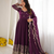 Purple sequins & coding work fendi silk gown set