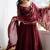 Maroon sequins & coding work fendi silk gown set
