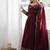 Maroon sequins & coding work fendi silk gown set