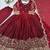 Maroon sequins & coding work fendi silk gown set