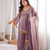 Lavender mirror work lace border crush silk kurta palazzo set
