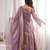 Lavender mirror work lace border crush silk kurta palazzo set
