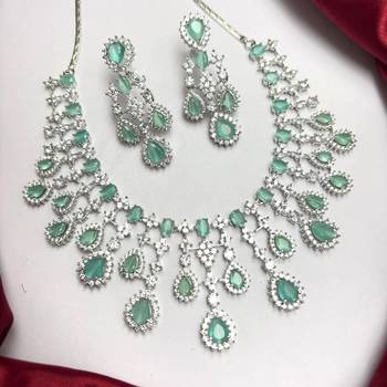Mint Green Bridal Necklace Earrings Set, Crystal Wedding Jewelry 3