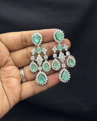 Mint Green Bridal Necklace Earrings Set, Crystal Wedding Jewelry 4