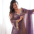 Lavender mirror work lace border crush silk kurta palazzo set