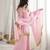 Pink mirror work lace border crush silk kurta palazzo set