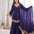 Purple mirror work lace border crush silk kurta palazzo set