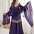 Purple mirror work lace border crush silk kurta palazzo set