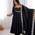 Black sequins embroidered roman silk anarkali set