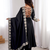 Black sequins embroidered roman silk anarkali set