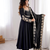 Black sequins embroidered roman silk anarkali set
