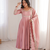 Pink sequins embroidered roman silk anarkali set