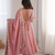 Pink sequins embroidered roman silk anarkali set