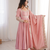 Pink sequins embroidered roman silk anarkali set