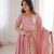 Pink sequins embroidered roman silk anarkali set