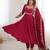 Maroon sequins embroidered roman silk anarkali set