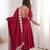 Maroon sequins embroidered roman silk anarkali set