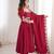 Maroon sequins embroidered roman silk anarkali set