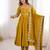 Yellow sequins embroidered roman silk anarkali set