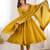 Yellow sequins embroidered roman silk anarkali set