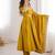 Yellow sequins embroidered roman silk anarkali set