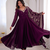 Purple khatli & mirror work georgette gown set
