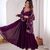 Purple khatli & mirror work georgette gown set