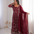 Maroon heavy embroidered georgette anarkali set