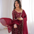 Maroon heavy embroidered georgette anarkali set