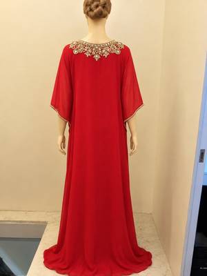 Red dubai modern jalabiya kaftan 2