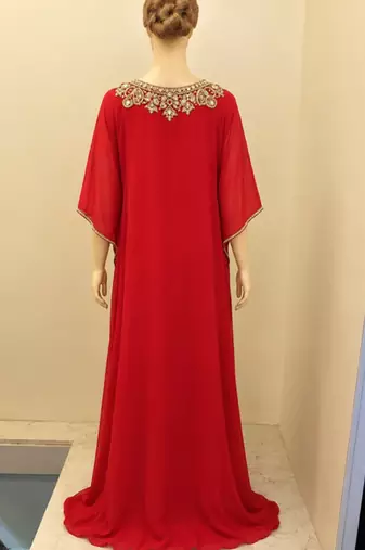 Red dubai modern jalabiya kaftan