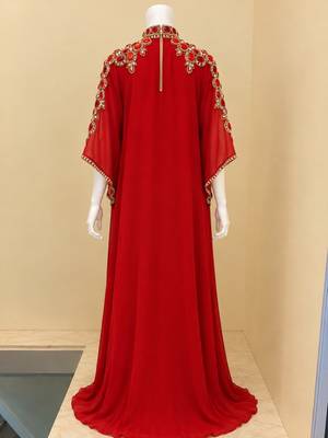 Red designer heavy beaded arabic kaftan 2