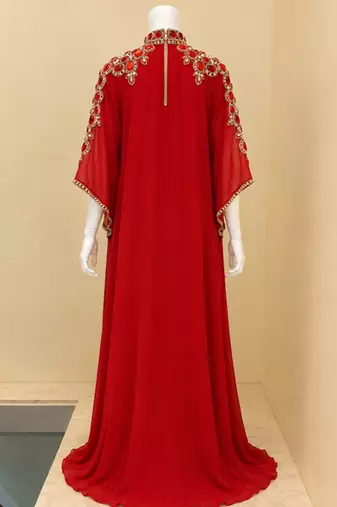 Red designer heavy beaded arabic kaftan
