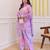 Lavender floral printed embroidered georgette gharara salwar suit set with printed dupatta