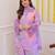 Lavender floral printed embroidered georgette gharara salwar suit set with printed dupatta