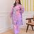 Lavender floral printed embroidered georgette gharara salwar suit set with printed dupatta