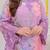 Lavender floral printed embroidered georgette gharara salwar suit set with printed dupatta