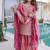 Pink embroidered shimmer silk kurta palazzo set with dupatta