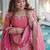 Pink embroidered shimmer silk kurta palazzo set with dupatta
