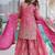 Pink embroidered shimmer silk kurta palazzo set with dupatta