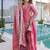 Pink embroidered shimmer silk kurta palazzo set with dupatta