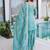 Sky blue embroidered shimmer silk kurta palazzo set with dupatta