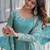 Sky blue embroidered shimmer silk kurta palazzo set with dupatta