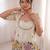 Cream beads embroidered chinon silk kurta blouse with palazzo set