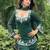 Zari green embroidered georgette kurta palazzo set with dupatta