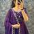 Purple embroidered vichitra silk anarkali gown with dupatta set