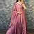Peach embroidered vichitra silk anarkali gown with dupatta set