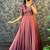 Peach embroidered vichitra silk anarkali gown with dupatta set