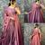 Peach embroidered vichitra silk anarkali gown with dupatta set
